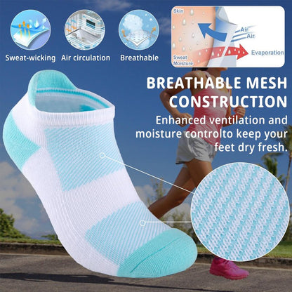 Heatuff Womens Low Cut Ankle Athletic Socks Cushioned Running Performance Breathable Tab Sock (6 Pairs)