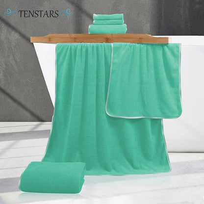 TENSTARS Luxury Silk Hemming Towel Set