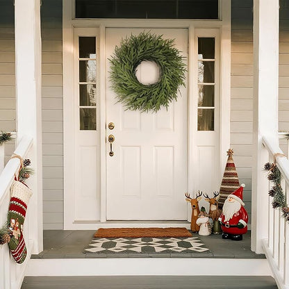26" Norfolk Pine Wreath for Front Door, Artificial Christmas Wreaths Faux Green Fake Pine Needles Wreath for Front Door Wall Windows Indoor Outdoor Christmas Decor