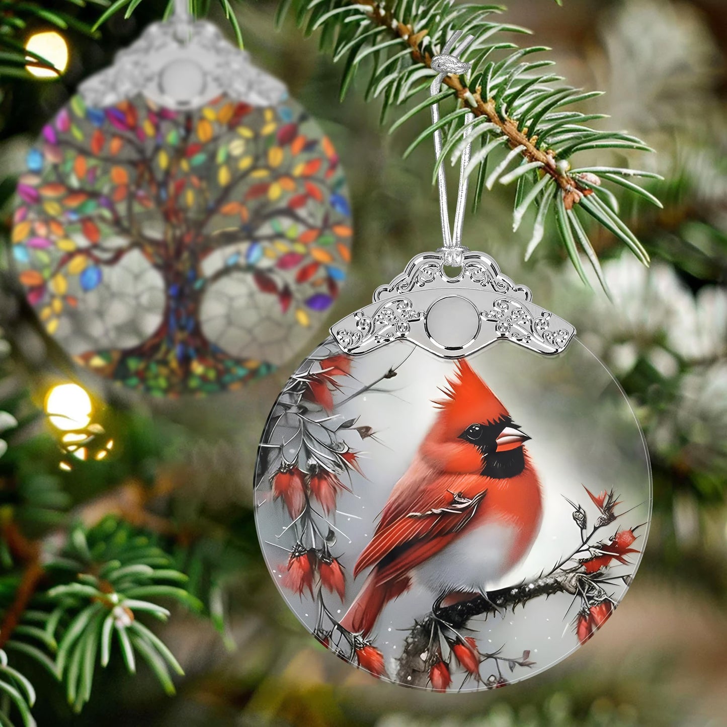 Christmas Ornaments - Stained Glass Cardinal Decor - Tree Ornament - Cardinal Gifts