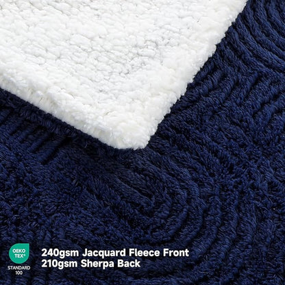 Heated Blanket Queen Size - 84"x90" Cozy Soft Jacquard Heating Blanket with 4 Heat Levels & 10 Hours Auto-Off, Jacquard Fleece, Overheating Protection, Warm Gifts, Navy