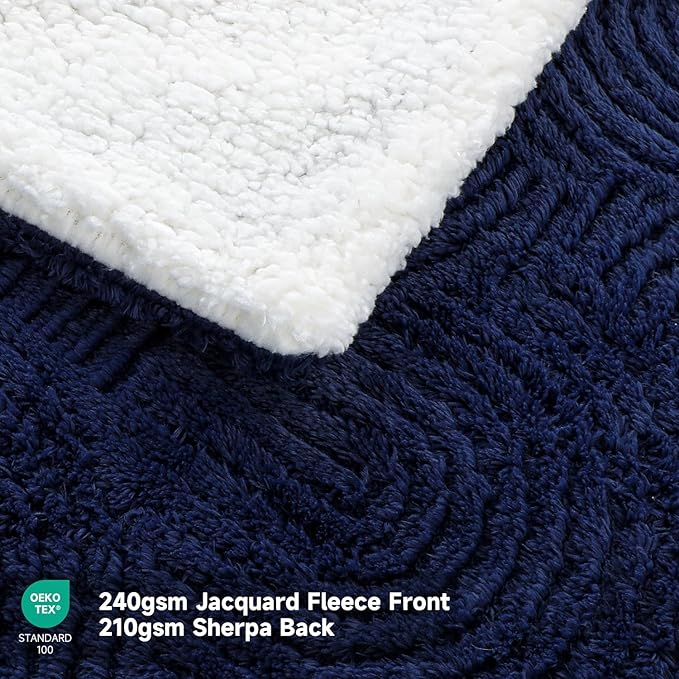 Heated Blanket King Size - 100"x90" Cozy Soft Jacquard Heating Blanket with 4 Heat Levels & 10 Hours Auto-Off, Jacquard Fleece, Overheating Protection, Warm Gifts, Navy