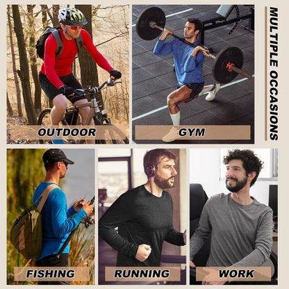 MLYENX 5 Pack Long Sleeve Shirts for Men UPF 50+ UV Sun Protection Quick Dry Moisture Wicking Workout Tee Shirts 3XL