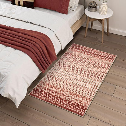 Moroccan Indoor Door Mats for Entryway, 2x3 Throw Rugs with Rubber Backing Washable, Soft Low-Pile Kitchen Rug Floor Carpet for Entrance Bedroom Bathroom Powder Room