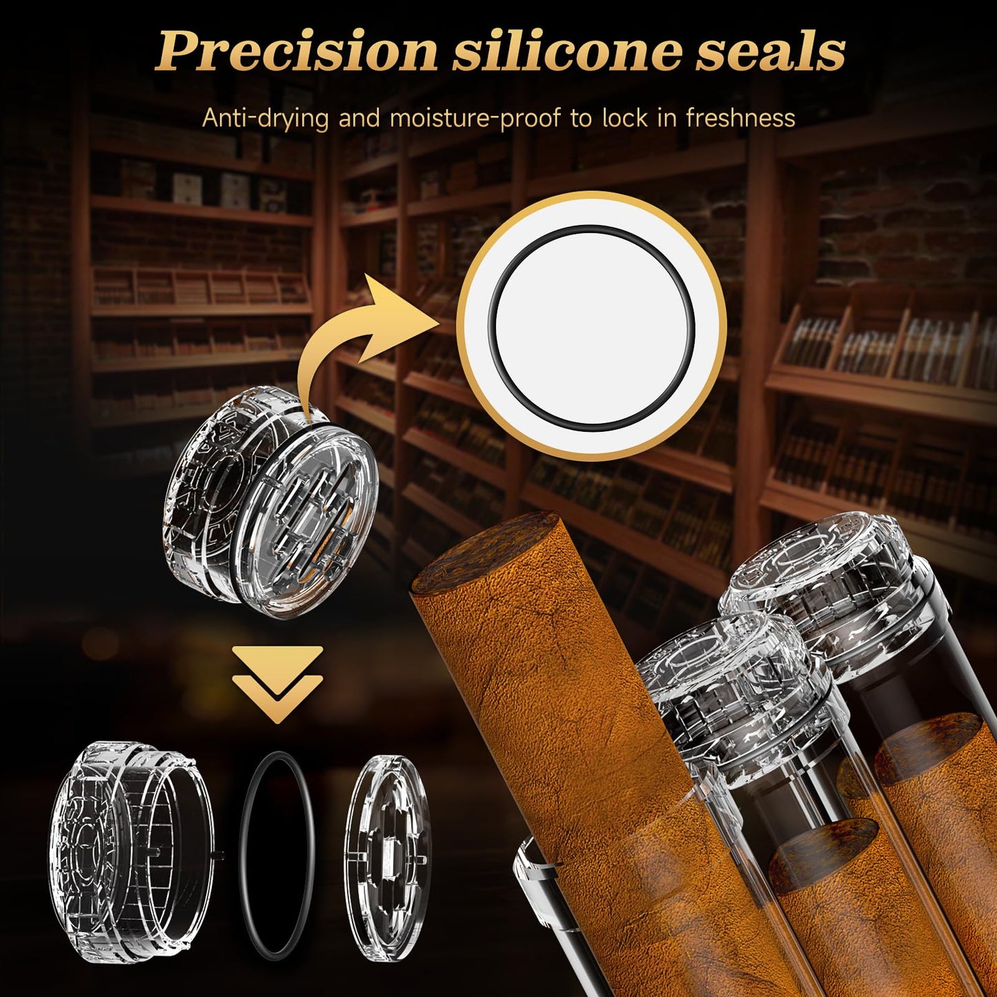 KEJIAR Cigar Tube, 3 Cigar Travel Cigar Case with Gel Cigar Humidifier and Airtight Silicone Seal, Cigar Case Gift for Men (2)