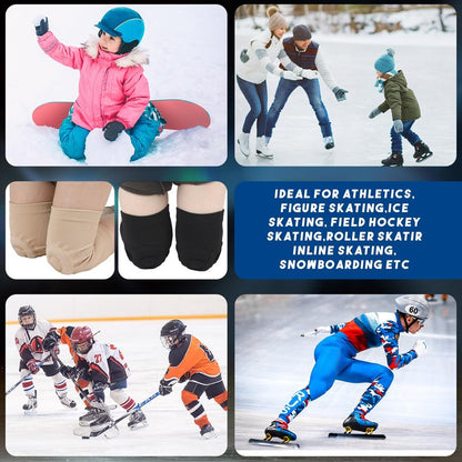 Shappy 2 Pair Figure Ice Skating Knee Pads Gel Dance Knee Pads Cushion and Support Breathable Material for Dancing Skating Women Girl Men(Small,Beige and Black)