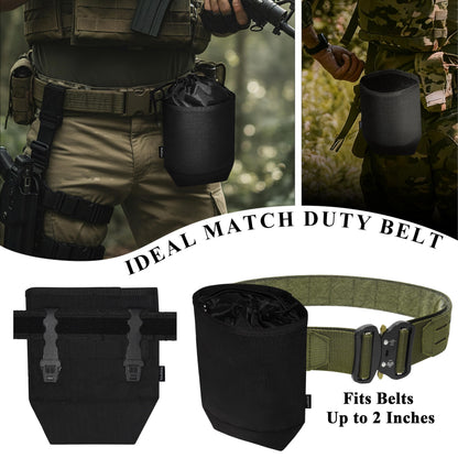 Molitica Molle Dump Pouch,Tactical Mag Dump Pouch with 4 Malice Clips,Compatible with 0.8-2 inch Duty Belt,Utility Nylon Waist Bag for Hunting,Hiking,Range,2.5-3L (Black)