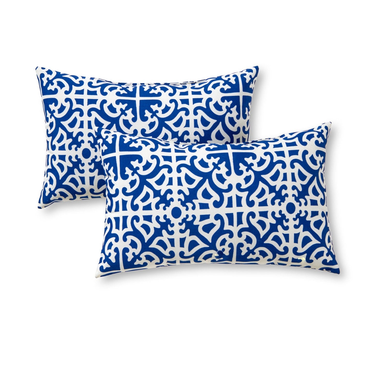 Greendale Home Fashions 2-Pack Outdoor 19x12 inch Rectangle Decorative Throw Pillow, Azure