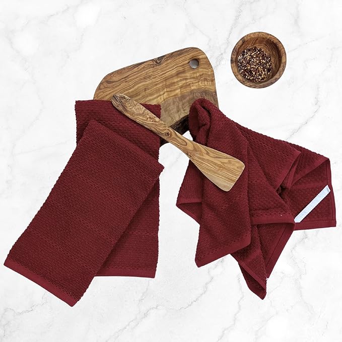 Maroon Dark Red Brick Red Kitchen Hand Dish Towels: Oversized 28" x 18"