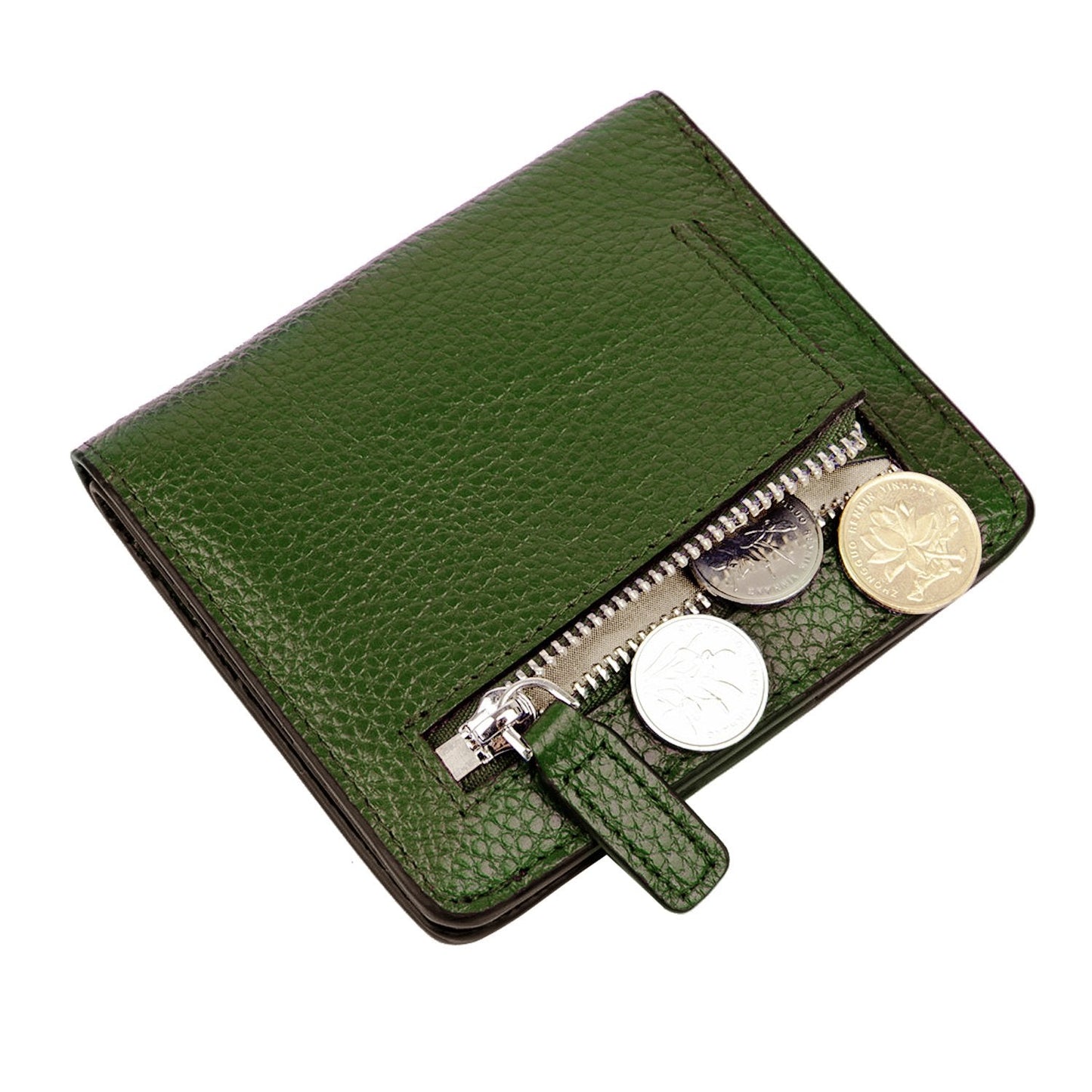 AINIMOER Small Leather Wallet for Women, Ladies Credit Card Holder RFID Blocking Women's Mini Bifold Pocket Purse, Green