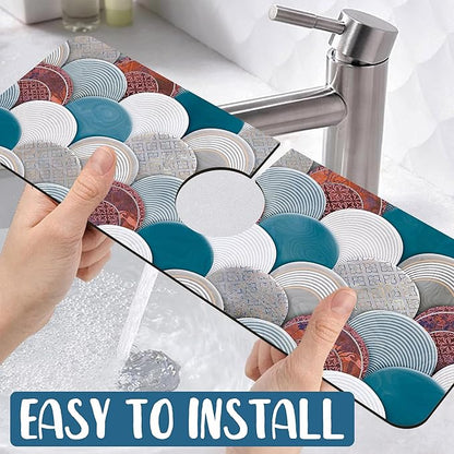 Wall Tiles Texture Sink Splash Guard Ceramic Decor Faucet Absorbing Mat Fast