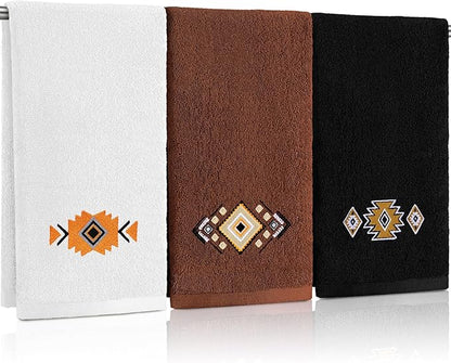 3 Pcs Western Aztec Hand Towels Southwestern Bathroom Decor Southwest Sunset