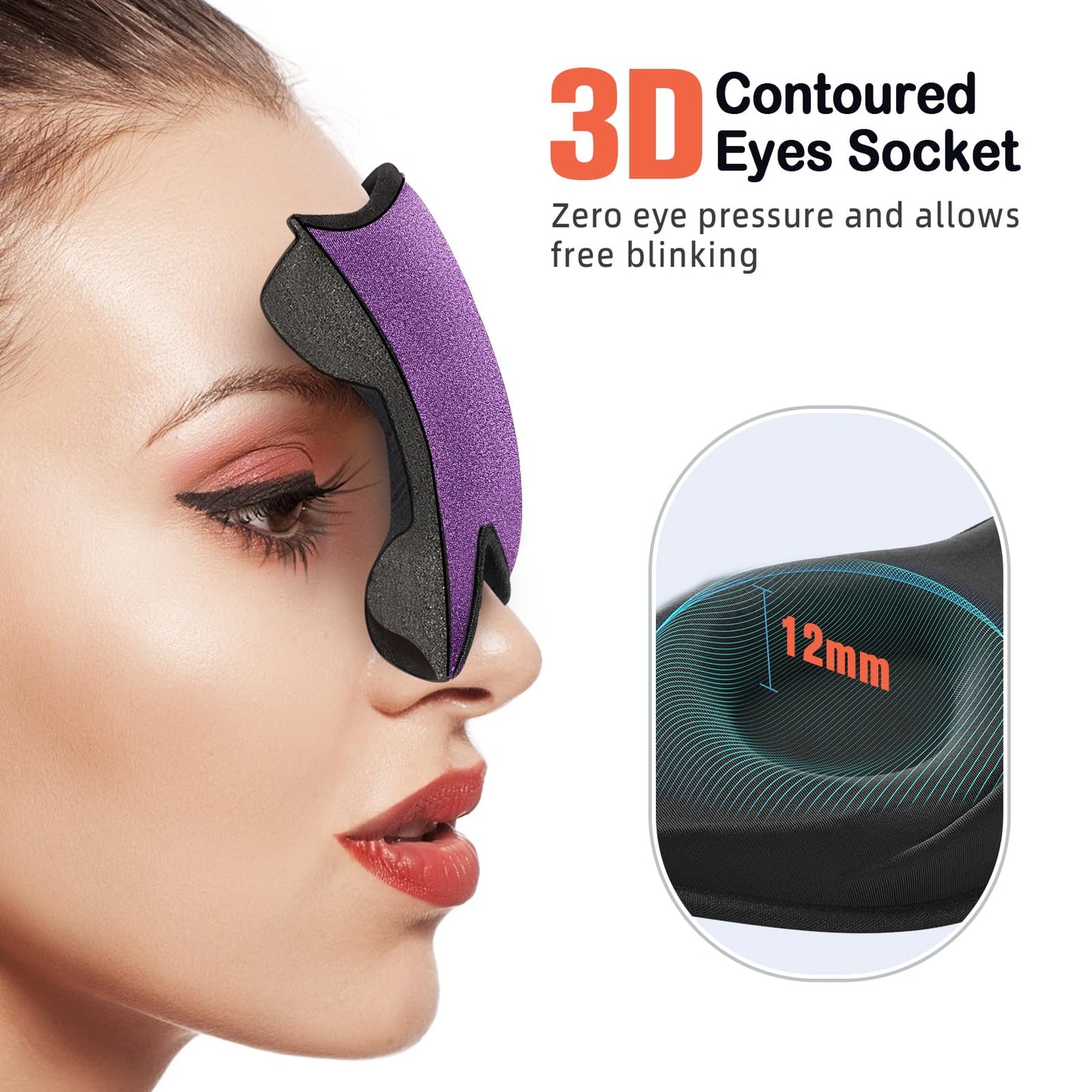 LitBear Sleep Mask for Side Sleeper Women Men, Eye Mask for Sleeping Light Blocking, 3D Contoured Cup Sleeping Mask, Soft Breathable Sleep Eye Mask with Adjustable Elastic Strap for Travel