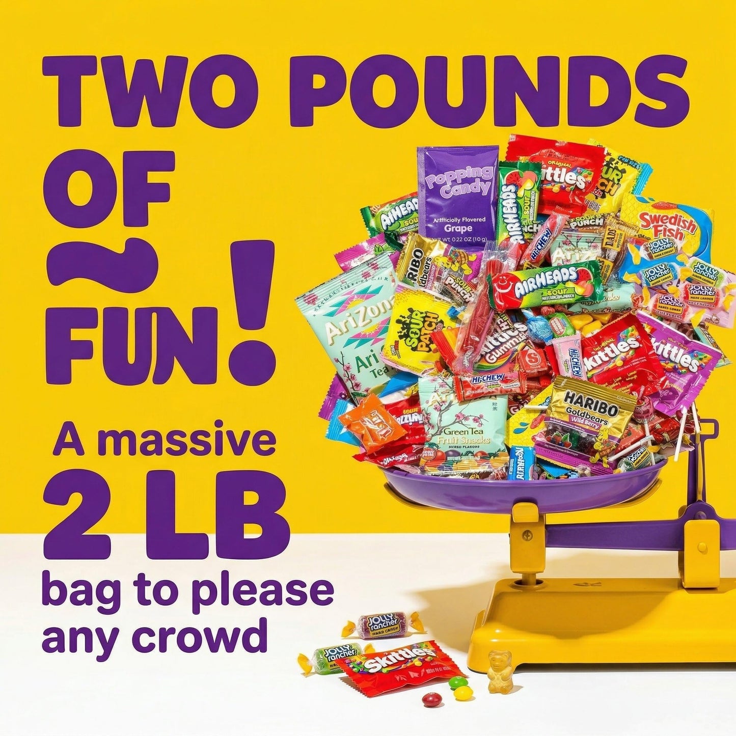 Ultimate Assorted Candy Party Mix - 2 LB Bag - Mega Variety Bulk Assortment - Individually Wrapped Candy - Queen Jax - Variety Pack