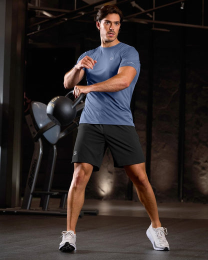 G Gradual Men's Workout Gym Shorts with 2 Zipper Pockets 7"/ 5"/ 9" Quick Dry Athletic Running Basketball Shorts for Men (Black, 7L)