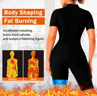 LMCOB Sauna Suit For Women Waist Trainers For Women Belly Fat Full Body Jumpsuit Adjust Waist Breathable Underarm(LYBH70017-01-M)