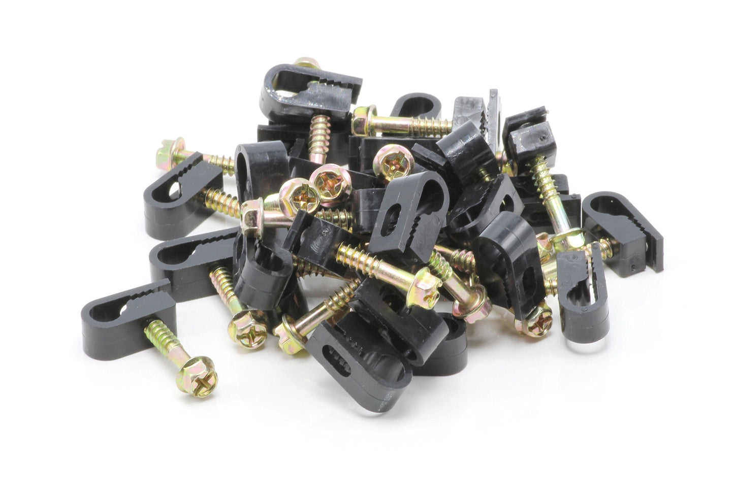THE CIMPLE CO Wire Clips, Single Cable Wall Clip, Coaxial, Cat6, Electrical Wire, Ethernet, 1/4 in (6 mm) Screw Fastener, 100 Pack, Black