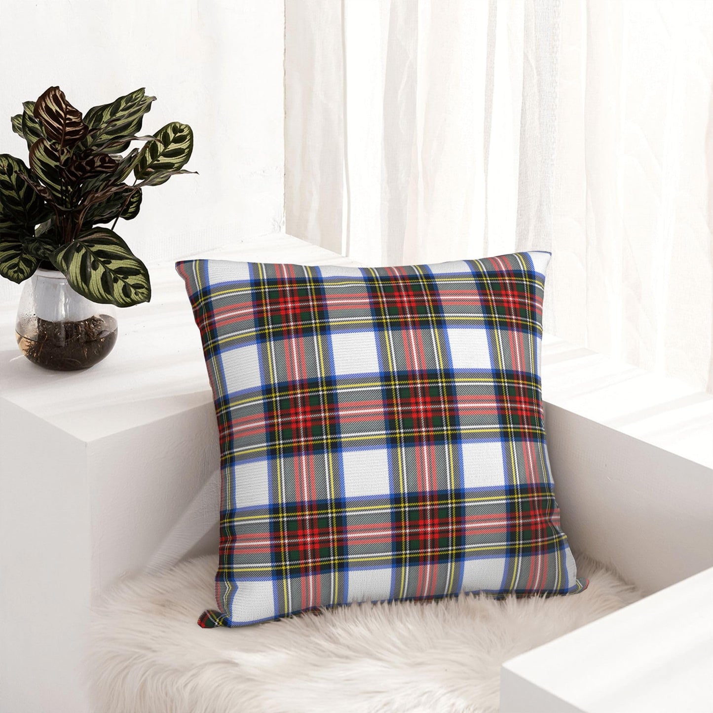 JOOCAR Plaid Pillow Cover 26x26 inch Scottish Tartan Red and White Plaid Throw Pillow Cover Farmhouse Christmas Decoration Xmas Decor Winter Holiday Cushion Case for Sofa Couch