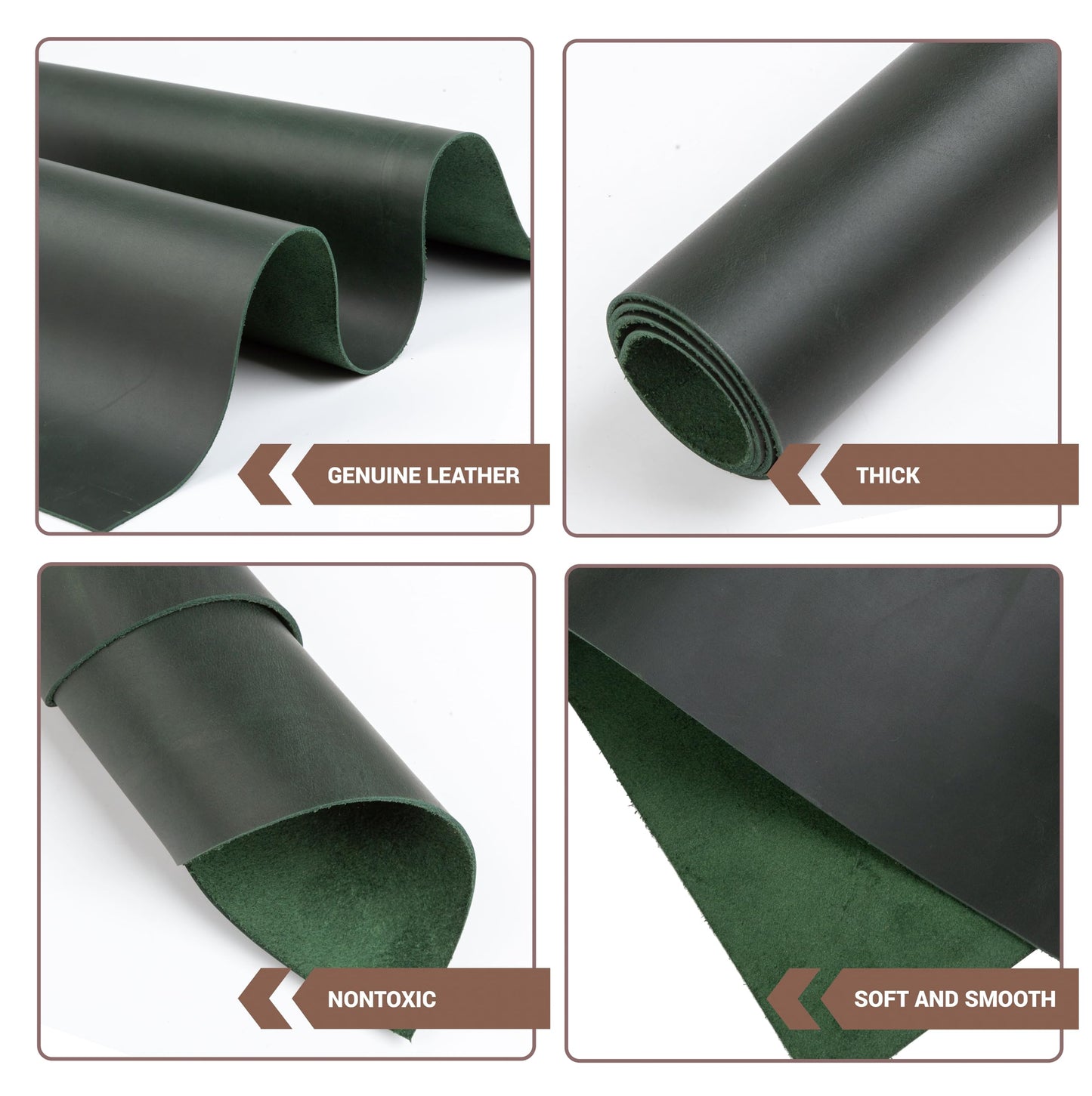 Shkira 12''X24'' Genuine Light Green Leather Sheets for Crafts - Square - 2.0MM Thick Genuine - Thick Cowhide Pieces Square - Leather Sheet for Arts and Crafts