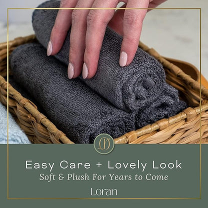 Charcoal Grey Washcloths Set of 6 Soft Facial Cloths 10” x 10” 100% Viscose