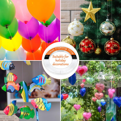 Clear Fishing Line Wire, Monofilament Fishing Line Wire, Nylon Clear Invisible String for Fishing and Hanging Balloons Garland Crafts Decorations WUINOID