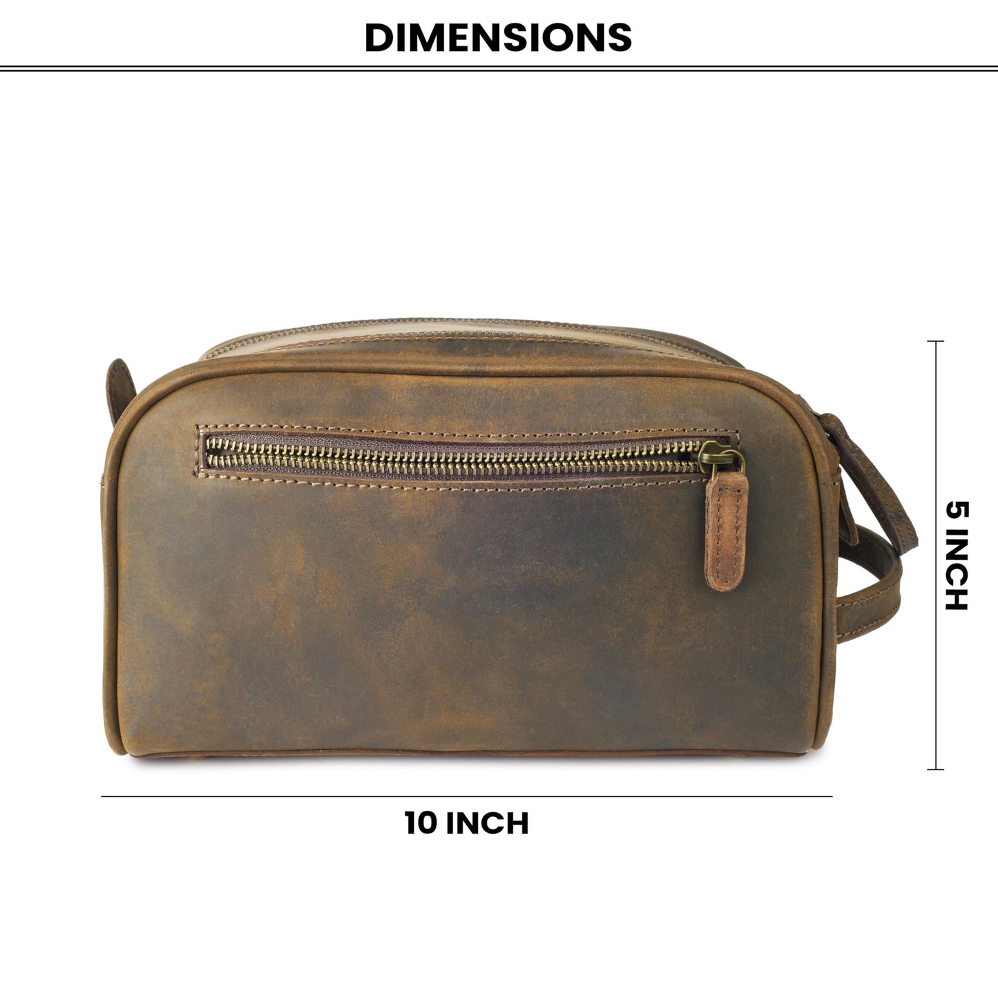 Rasavi Genuine Leather Travel Toiletry Bag, Handcrafted Vintage Water-Resistance Dopp Kit, Large Shaving & Bathroom Organizer - Gift for Men & Women - Rustic Town