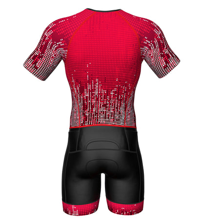 Sparx Mens Elite Aerosuit Triathlon Suit Mens Short Sleeve Tri Suit Skinsuit (Burgundy, XL)