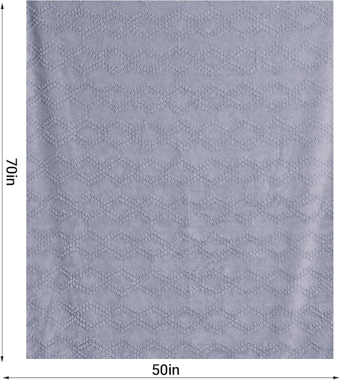 Jacquard Boho Fleece Throw Blanket-Cozy Fluffy Soft Lightweight Fuzzy Fall Blanket for Sofa, Couch, Bed, Chair & Car, Gifts for Teen Girls, Women & Men, Home and Dorm Decor, Gray, 50" x 70"
