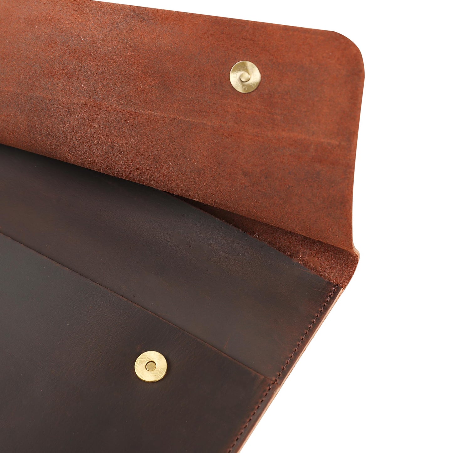 Leather Tablet Sleeve - 12.9/13 Inch iPad Pro Sleeve, Document Holder Folio File Holder, Genuine Leather iPad Case for Protection and Style-Dark Brown