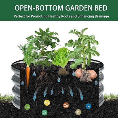 2 Pcs 2x2X1 FT Round Galvanized Raised Garden Bed Kit, White Outdoor Planter Garden Bed, Metal Raised Box for Vegetables, Fruits, Flowers & Herbs