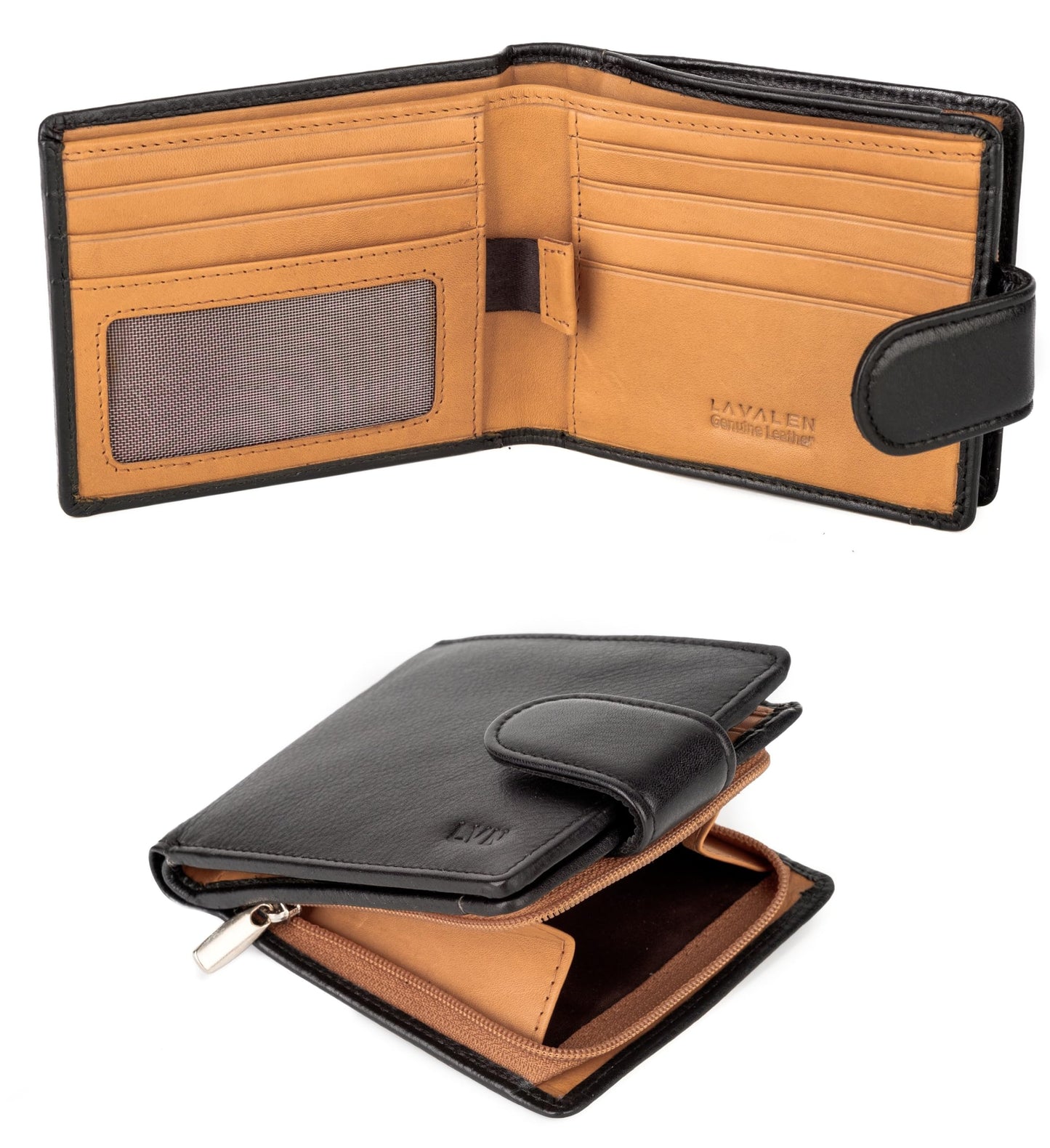 Lavalen Soft Leather Wallet for Men – Genuine Bifold with Zipper Coin Pocket – Holds Bills, Credit Cards, Coins – RFID Blocking Protection – Stylish, Durable & Practical Leather Wallet for Men