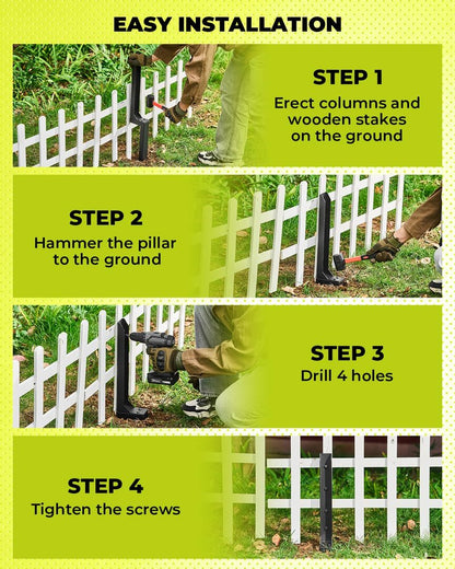 Saker Neo Fence Post Repair Kit – Heavy Duty Steel Fence Post Anchor for Leaning or Broken Posts, Fence Post stabilizer with Screws & Tool,32inch(2 pcs)