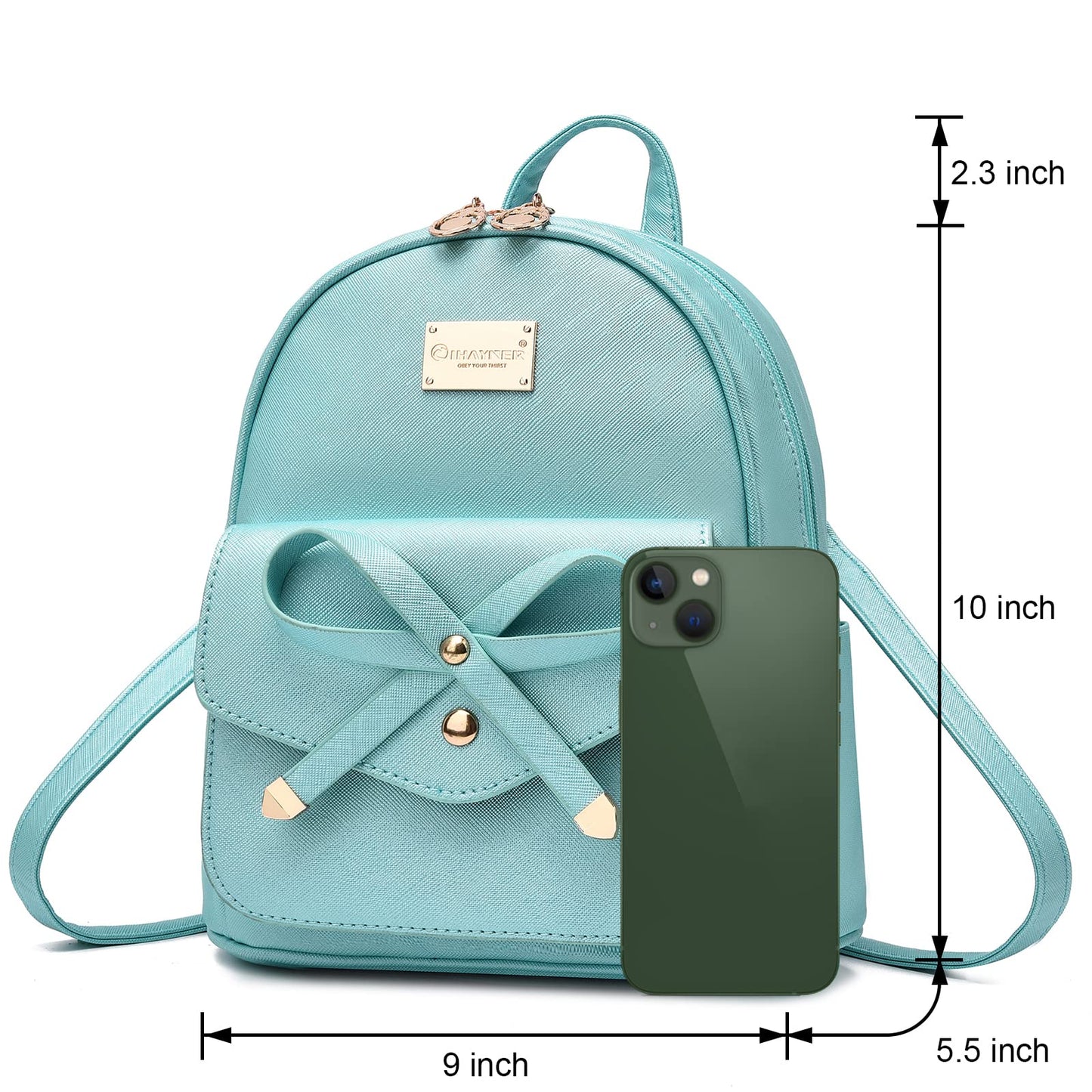 I IHAYNER Girls Bowknot Small Leather Backpack Cute Backpacks for Teen Girls Mini Backpack Purse for Women Mini Backpack for Girls Pearl Blue