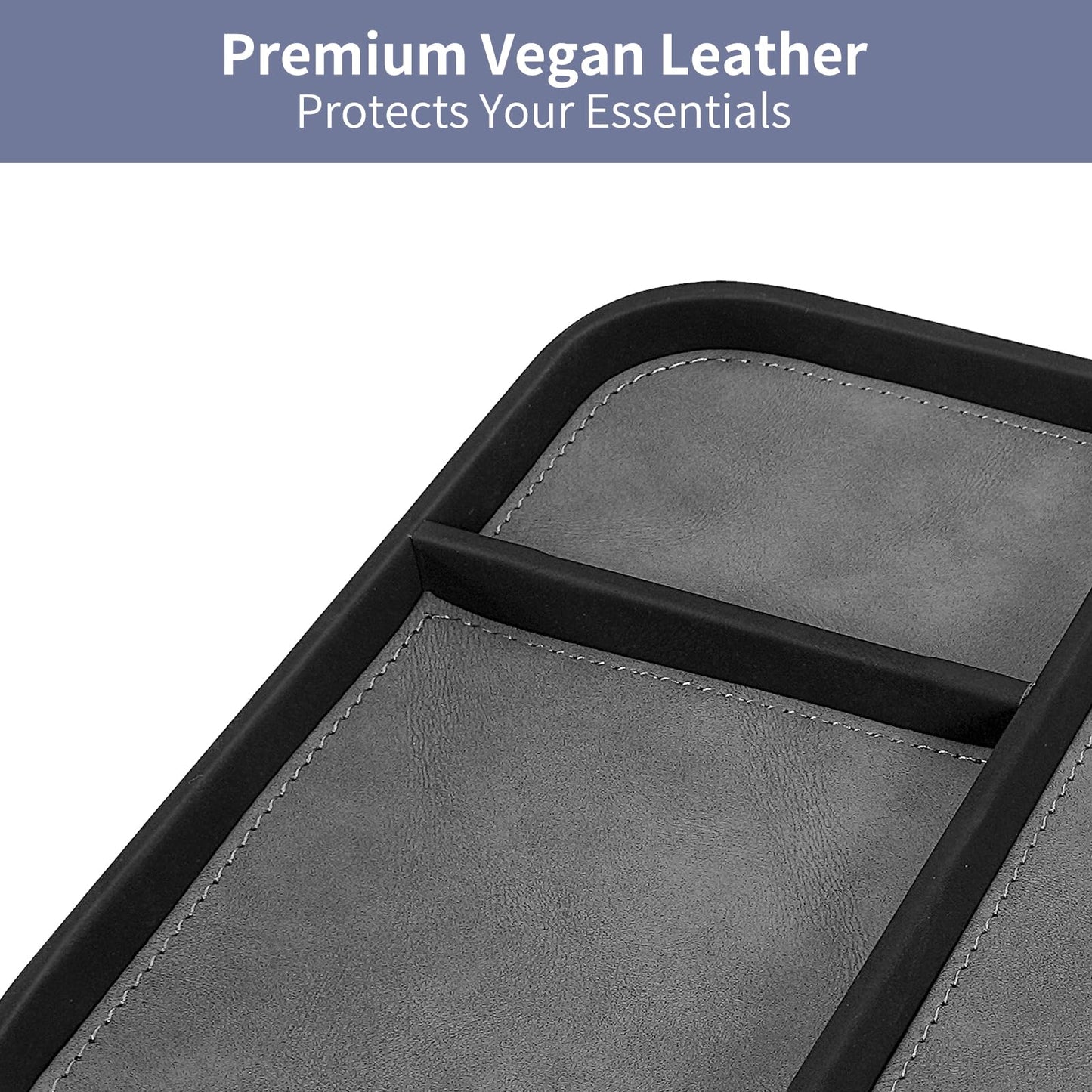 SITHON Valet Tray Trendy Organizer, Premium PU Leather Stylish and Organized Multifunctional Catchall Bedside Vanity Tray Nightstand Caddy Holder for Keys, Watch, Wallet, Jewelry and more (Black)