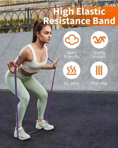 Resistance Bands Set - Pull Up Bands for Men Women, Exercise Bands Resistance with Door Anchor, Training Poster & Pouch for Body Stretching, Pull Up Assist