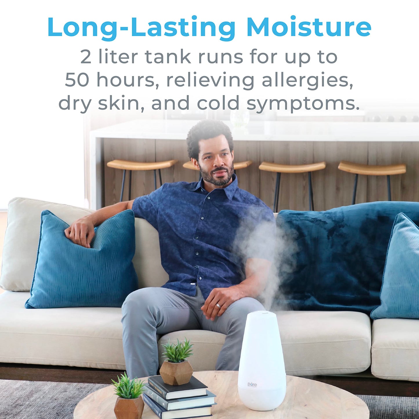 Pure Enrichment PureSpa XL 3-in-1 Cool Mist Humidifier, Essential Oil Diffuser & Mood Light - 2L Tank Provides Powerful Mist Coverage up to 350 sq ft in Bedroom, Office & Large Rooms