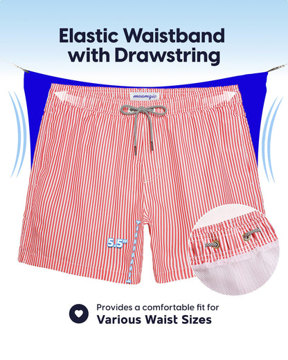 maamgic Mens Swim Trunks 5 Inch with Mesh Lining, Quick Dry Mens Bathing Suit, Swim Shorts for Swimming and Beach, Medium
