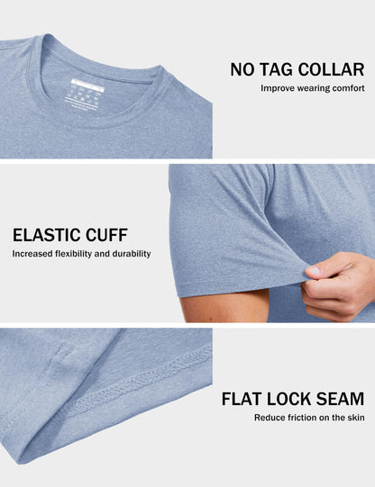 MAGCOMSEN Mens Short Sleeve Shirts Quick Dry Running Athletic T-Shirt Workout Casual Top Moisture Wicking Summer Shirt Blue, M