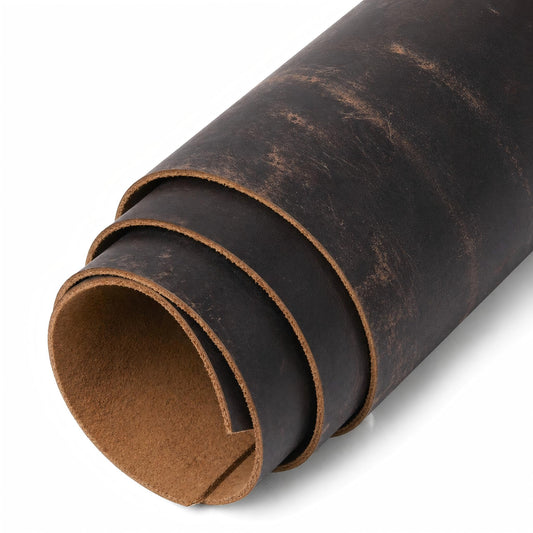 Leather Sheets for Crafts, Genuine Top Grain Cowhide Leather Sheet Premium Vintage Finish Leather for Wallets, Bags, Journals, DIY Leatherworking (Black and Brown,12 * 12 inch)