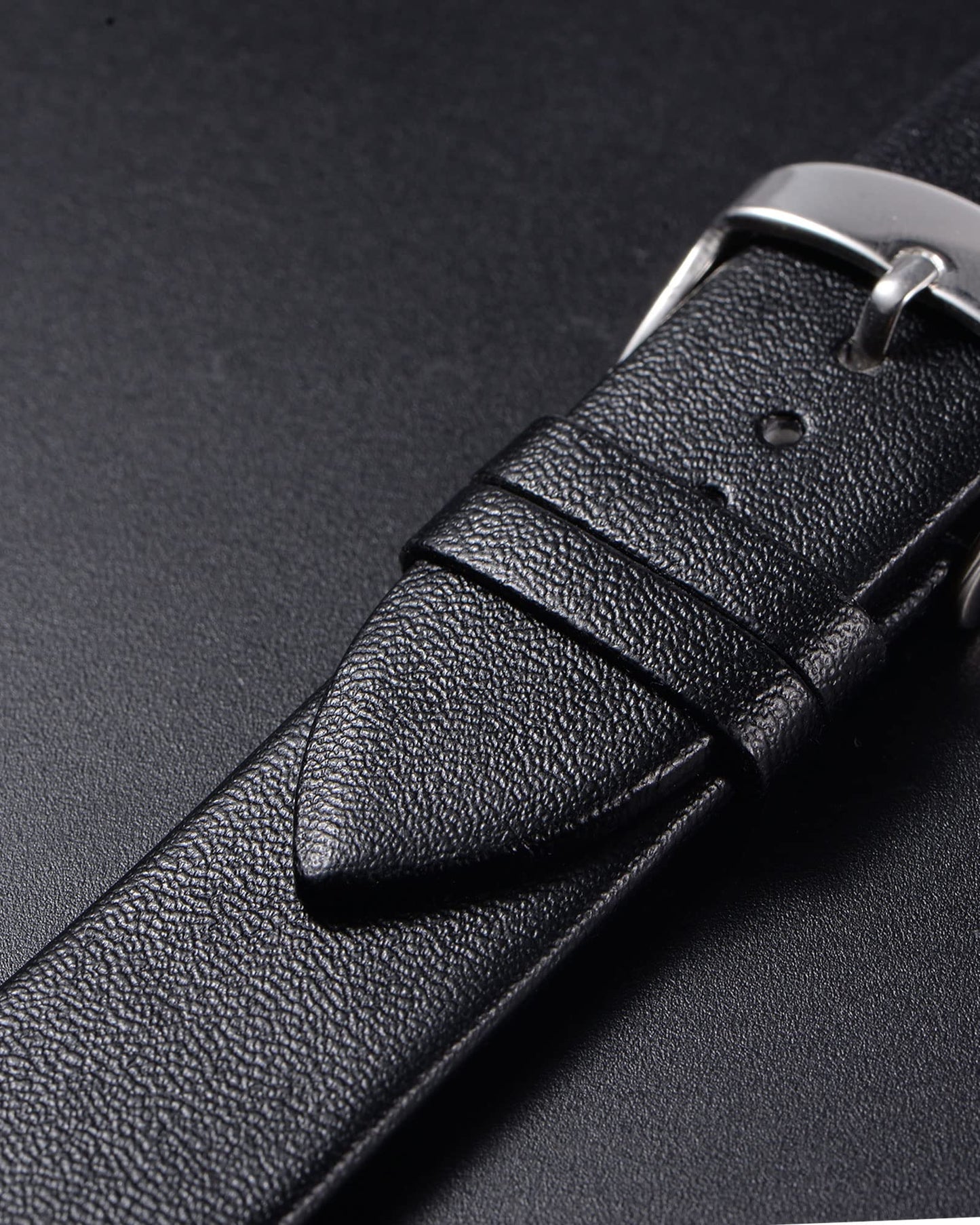 uxcell Black Genuine Leather Band 14mm Width, Flat Thin Elegant Leather Watch Strap for Women