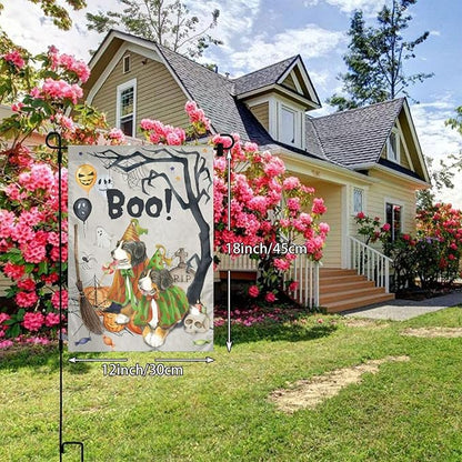 Bernese Dog Halloween Boo Pumpkin Garden Flag Welcome Party Outdoor Outside Decorations Picks Home House Garden Yard Decor 12x18 Inch
