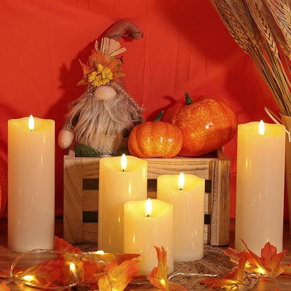 Outdoor Flameless Candles with Remote Timer - Waterproof Realistic Tall Flickering LED Electric Battery Operated Fake Candle for Holiday Home Wedding Fireplace Decor - Ivory White 2 Pack (8"8")