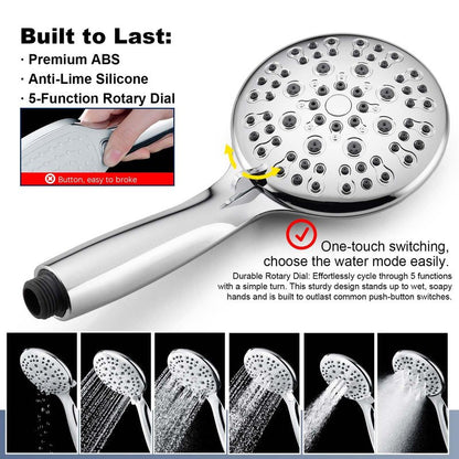 SonTiy 9" Shower Head with Handheld Spray, Rain Shower Heads System, 5 Spray Mode Handheld, Modern Shower System with Easy Reach Diverter, 72'' Hose and Height Adjustable Holder, Chrome