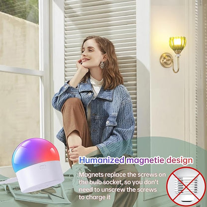 Set of 2 Vintage Battery Operated Wall Sconce, Rechargeable Wall Lamp with 5000mAh Battery & Remote Control, Dimmable Wall Lights with Tulip Shade for Bedroom Bathroom Living Room, (Tulip Green Up)