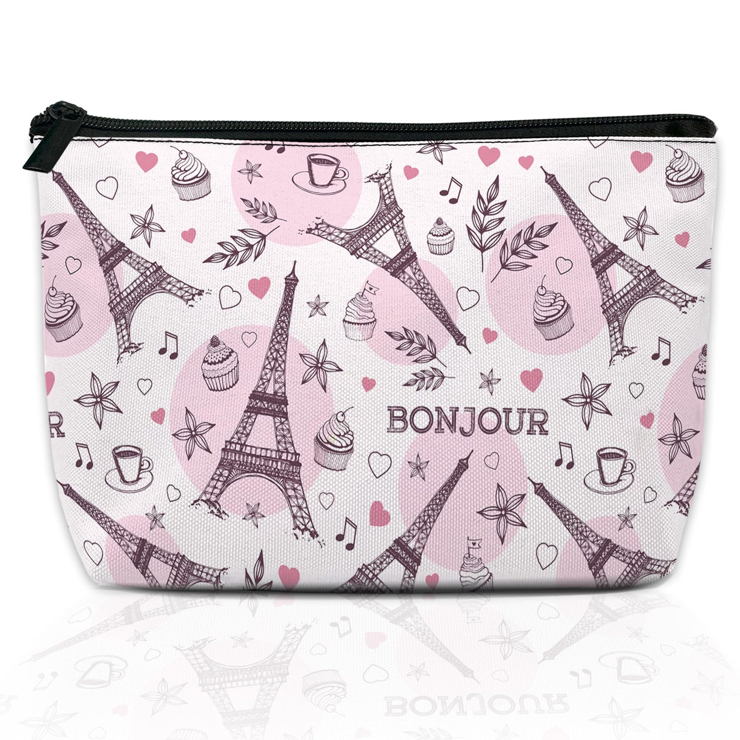 DEMACYA Watercolor Paris Tower Makeup Bag for Purse, Waterproof Funny Cosmetic Bag for Women, Zipper Travel Toiletry Pouch Gift 9.5×5.9 Inch