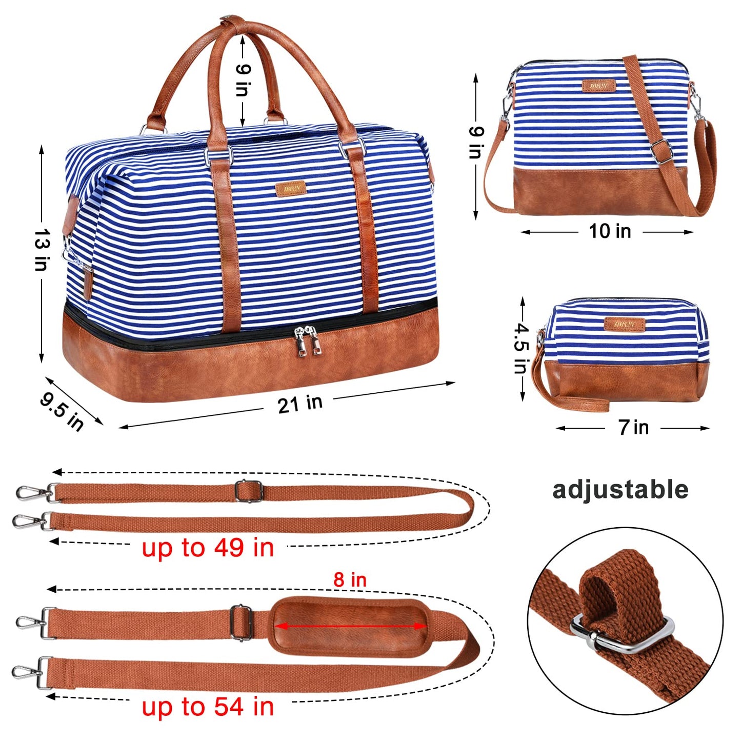 IBFUN Weekender Bags for Women - 21" Travel Duffle with Shoe Compartment - Carry On Overnight Duffel for Weekend Travel & Business Trips, 3PCS