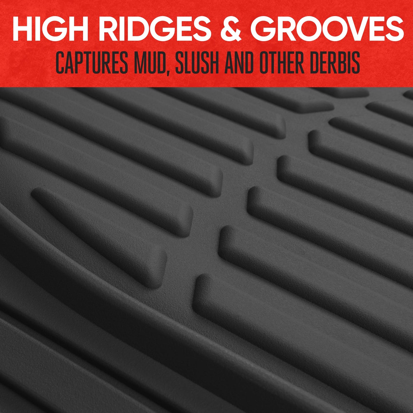 Motor Trend FlexTough Floor Mats for Cars, Black Deep Dish All-Weather Mats, Waterproof Trim-To Fit Automotive Floor Mats for Cars Trucks SUV, Universal Floor Liner Car Accessories