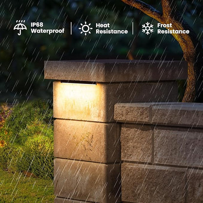 ZZXX 8 Inch Retaining Wall Lights 5W LED Hardscape Lighting 2700K 12-24V Low Voltage Step Light with Photocell Sensor IP68 Waterproof Paver Lights Outdoor for Deck Fence Patio Walls Stairs,12 Pack