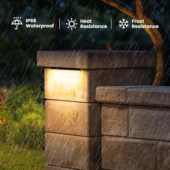 ZZXX 8 Inch 5W LED Hardscape Lighting 2700K Retaining Wall Lights 12-24V Low Voltage Step Light with Photocell Sensor IP68 Waterproof Paver Lights Outdoor for Deck Fence Patio Walls Stairs,8 Pack