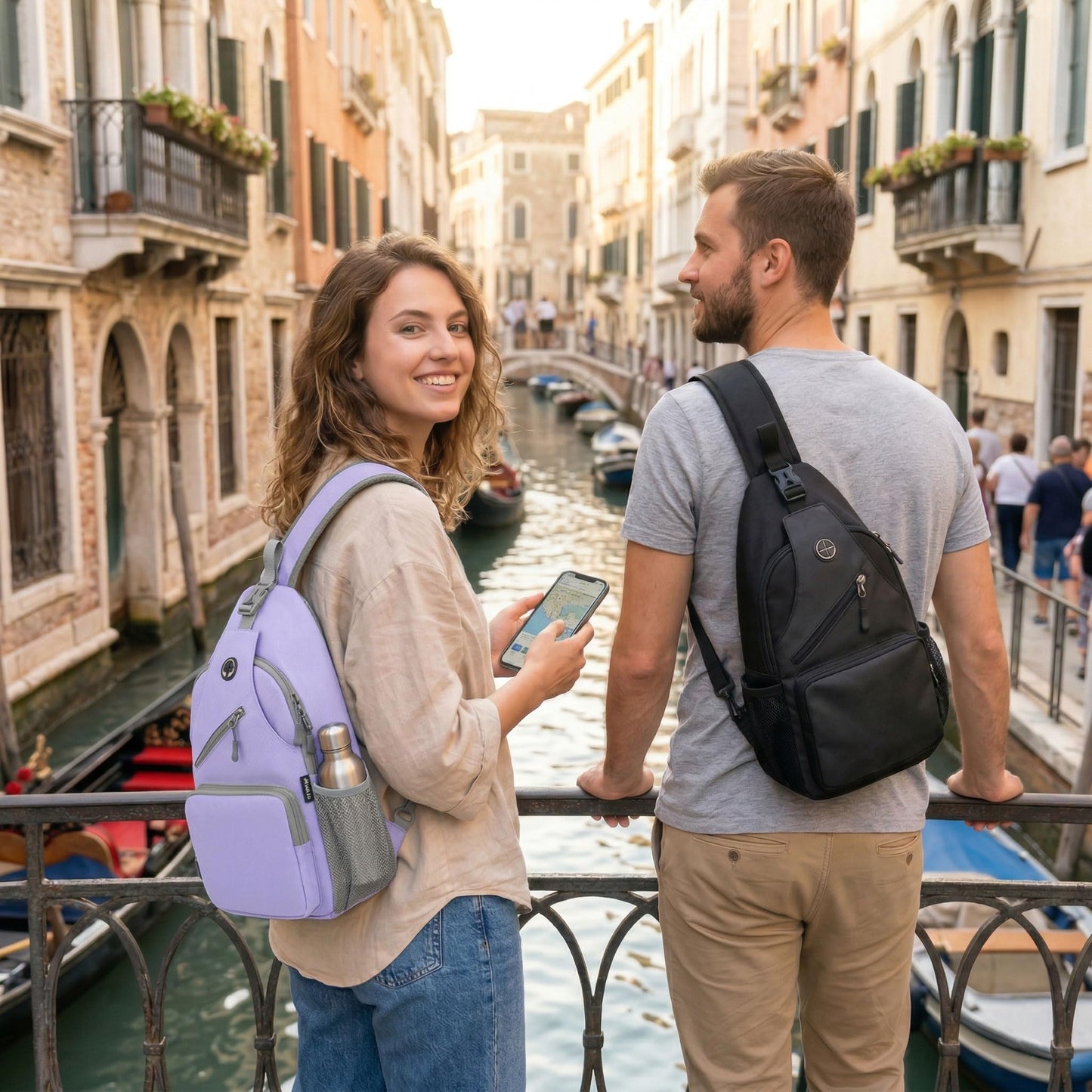 Javolto Sling Bag for Men Crossbody Backpack, Small Sling Backpack Mens Shoulder Bag, Casual Daypack Hiking Bag for Travel
